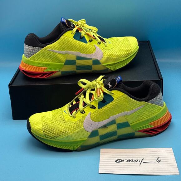 Nike Metcon 7 AMP Volt Bright Spruce Checkered m8 w9.5 - Picture 3 of 13